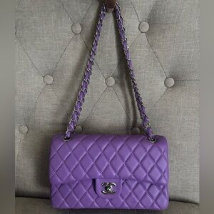 Designed Inspired Purple Lavender Quilted Faux Leather Flap Bag